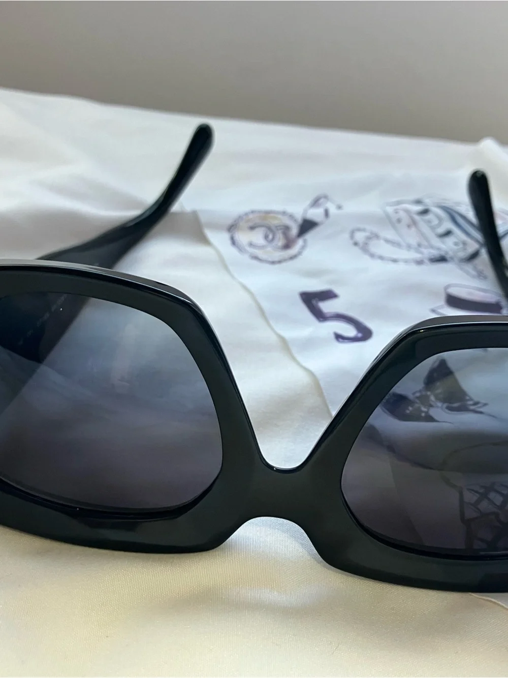 CHANEL Black Oversized Square Frame Sunglasses